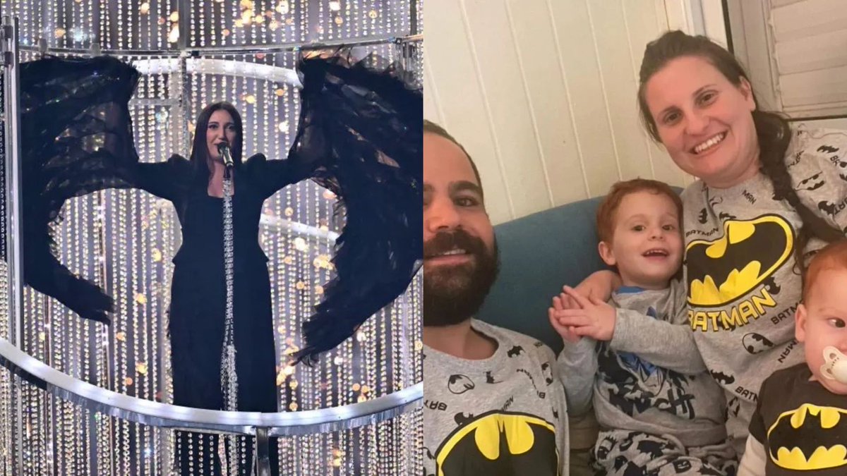 HenMazzig's tweet photo. The Bibas family on Yuval’s outfit:

“Although it wasn’t intentional, the people of Israel couldn’t help but also see a tribute to our beloved Shiri, Ariel and Kfir in Yuval Rafael’s performance at the Eurovision yesterday.

It moved us greatly to see that like us, you are also continuing to think of them every day and that there are countless ways of finding our loved ones accompanying us on a daily basis and reminding us that they are with us forever.

To the incredible Yuval Rafael, this was a moving and successful performance. You brought great honour to all those injured on October 7 in particular and to the whole of Israel in general. For us, you are the great winner. Our great victory will come when all 58 hostages return.

Am Yisrael Chai!”

Never forget the Bibas. 🧡🦇