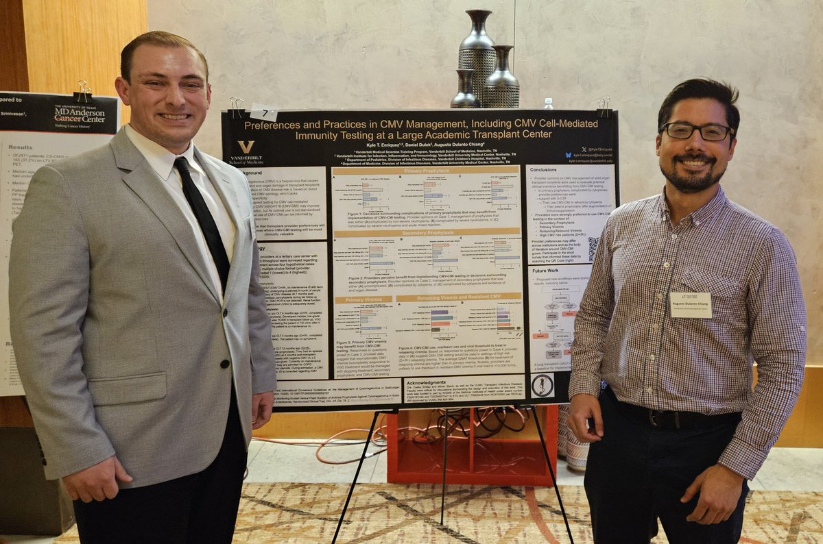 Kyle T Enriquez (@kyletenriquez) on Twitter photo Last week I had the opportunity to present #QI work <a href="/VanderbiltMSTP/">Vanderbilt MSTP</a> on #LungTxp and #CMV at the <a href="/fredhutch/">Fred Hutch Cancer Center</a> ICH ID Symposium. Thanks to the #TravelAward committee, my VUMC mentors, and those who attended the poster to learn about new efforts to improve #TxID care at Vanderbilt! Last week I had the opportunity to present #QI work <a href="/VanderbiltMSTP/">Vanderbilt MSTP</a> on #LungTxp and #CMV at the <a href="/fredhutch/">Fred Hutch Cancer Center</a> ICH ID Symposium. Thanks to the #TravelAward committee, my VUMC mentors, and those who attended the poster to learn about new efforts to improve #TxID care at Vanderbilt!