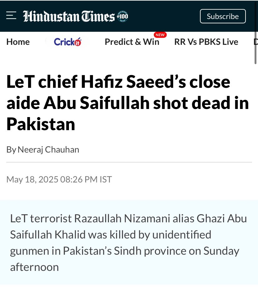 KanthwalSaurabh's tweet photo. LeT Commander Abu Saifullah Khalid was a key conspirator in three major Terrorist attacks in India:
▪︎2005 Indian Institute of Science (IISC) attack
▪︎2006 attack on the RSS headquarter
▪︎2008 CRPF camp attack #AliKhanMahmudabad Opposition SHAME ON DESHDROHI DHONI #RRvsPBKS https://t.co/0WZh8iabwh