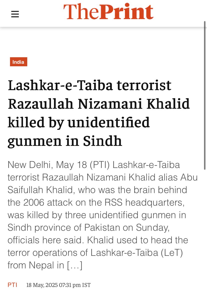 KanthwalSaurabh's tweet photo. LeT Commander Abu Saifullah Khalid was a key conspirator in three major Terrorist attacks in India:
▪︎2005 Indian Institute of Science (IISC) attack
▪︎2006 attack on the RSS headquarter
▪︎2008 CRPF camp attack #AliKhanMahmudabad Opposition SHAME ON DESHDROHI DHONI #RRvsPBKS https://t.co/0WZh8iabwh