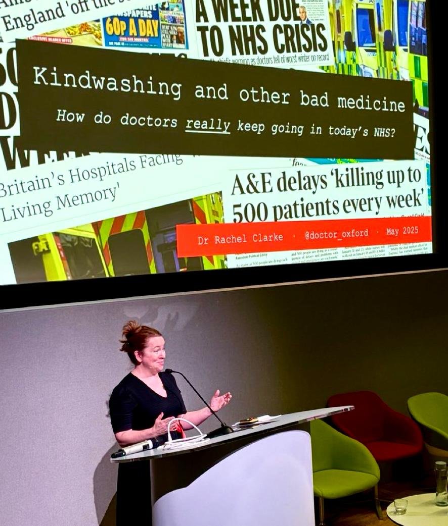 Dr Rachel Clarke (@doctor_oxford) on Twitter photo Huge thanks to <a href="/TheDA_UK/">Doctors’ Association UK</a> for inviting me to give the closing keynote of the Jenny Vaughan Memorial Conference.
I spoke on a subject dear to my heart - the insidious "kindwashing" of UK medicine.
Is it really a doctor's formal duty - as the now GMC insists - to be "kind"? 🧵 Huge thanks to <a href="/TheDA_UK/">Doctors’ Association UK</a> for inviting me to give the closing keynote of the Jenny Vaughan Memorial Conference.
I spoke on a subject dear to my heart - the insidious "kindwashing" of UK medicine.
Is it really a doctor's formal duty - as the now GMC insists - to be "kind"? 🧵