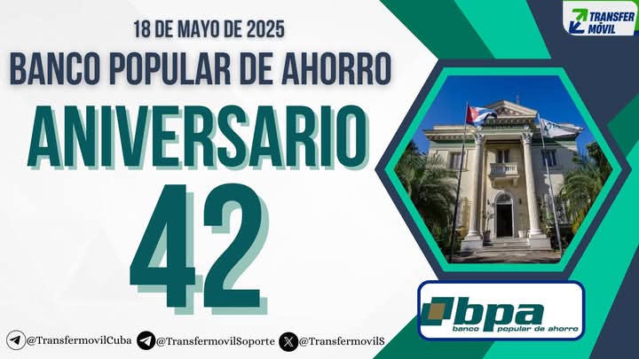 Hoy 18 de mayo el Banco Popular de Ahorro cumple el 42 aniversario de su fundación. El el Buró Municipal del Partido hace extensiva su felicitación a todos trabajadores de esta gran familia de bancarios en especial a los Periqueños. #PericoEnVictoria #MatancerosEnVictoria