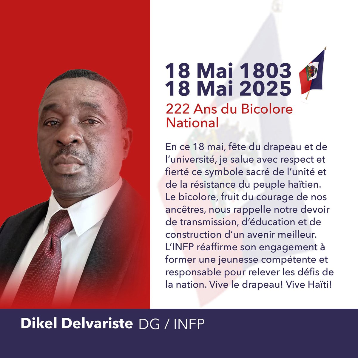 DDelvariste's tweet photo. 18 mai 1803-18 mai 2025
222 ans!🇭🇹 https://t.co/PPWrVc1P4k