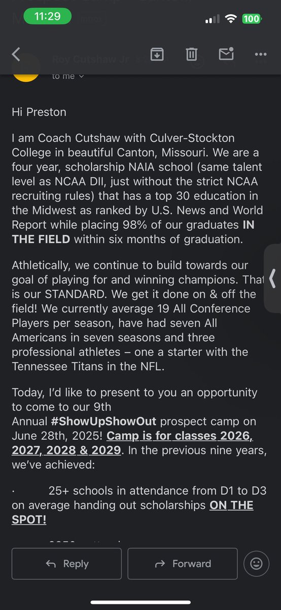 PrestonBrown59's tweet photo. Thank you to @CoachCutshaw  and the @CSCwildcatsFB for this opportunity to showcase my talent 💙 https://t.co/ecpaz8oreD