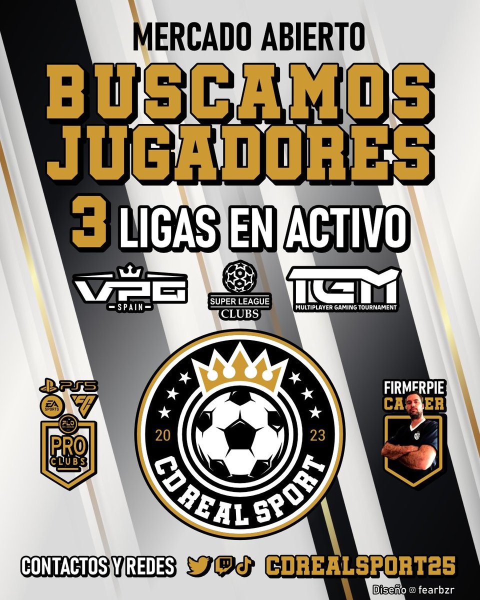 CDRealSport25 (@cdrealsport25) on Twitter photo Seguimos buscando jugadores para reforzar el equipo , para la proxima temporada .
Defensa
Medio campo
Extremo
#serealsport
#sediferente
<a href="/Cabanas1428/">Cabanas14</a> <a href="/AyudaInfoClubes/">AYUDA • INFO • 3️⃣0️⃣0️⃣0️⃣</a> <a href="/_chocolate3000/">AYUDAS FIFA CHOCO3K🐦</a> <a href="/ClubesProEsp/">EA FC 24 Clubes Pro</a> <a href="/AyudanteSports/">AyudanteSports</a> <a href="/ComunidadCpro/">ComunidadCpro</a> Seguimos buscando jugadores para reforzar el equipo , para la proxima temporada .
Defensa
Medio campo
Extremo
#serealsport
#sediferente
<a href="/Cabanas1428/">Cabanas14</a> <a href="/AyudaInfoClubes/">AYUDA • INFO • 3️⃣0️⃣0️⃣0️⃣</a> <a href="/_chocolate3000/">AYUDAS FIFA CHOCO3K🐦</a> <a href="/ClubesProEsp/">EA FC 24 Clubes Pro</a> <a href="/AyudanteSports/">AyudanteSports</a> <a href="/ComunidadCpro/">ComunidadCpro</a>