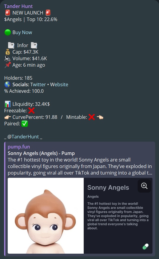 TanderhuntCall's tweet photo. 🚀 X6.8 🚀 $Angels
A project similar to #Labubu — and its community looks pretty solid.
I’m holding this one! 💎
📈 Called at 47.3K → Now 319.9K
ATH after call: 371.4K 💥

BrRRm8DfQarJJkC2WBhg5PAHnBY3GHfp1AE8Yi72pump
TF: $Time $TML $Rawdog #Dopamine https://t.co/QumtVpJe6d