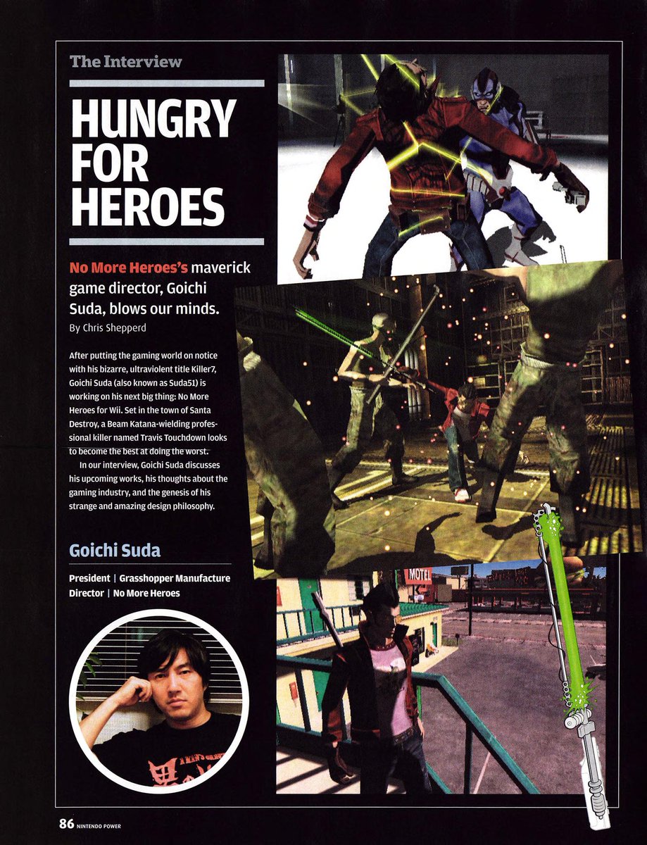 Grasshopper_EU's tweet photo. NMH: interview with Suda51|Nintendo Power Issue 217 (July 2007) https://t.co/CgOX2reG6N