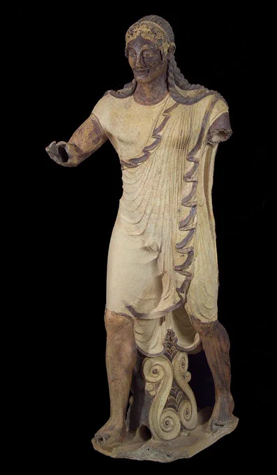 I saw someone getting uppity about how some Hellenic polytheists interpret the gods like "Apollo is fair with golden curls!!1!"

Meanwhile one of the pre-Roman portrayals of Apollo: 