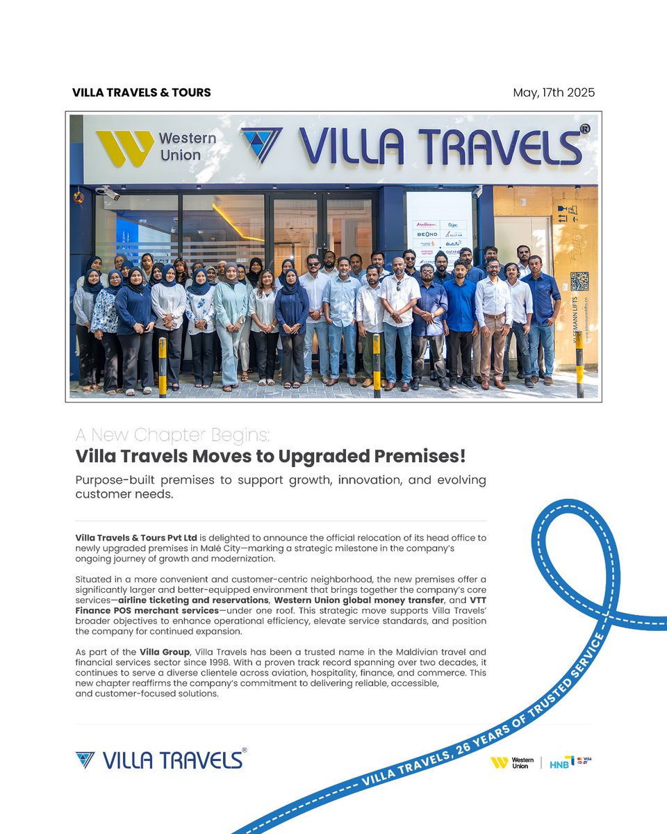 A new chapter begins ✨

Villa Travels Moves to Upgraded Premises!

#villatravels #wehavemoved