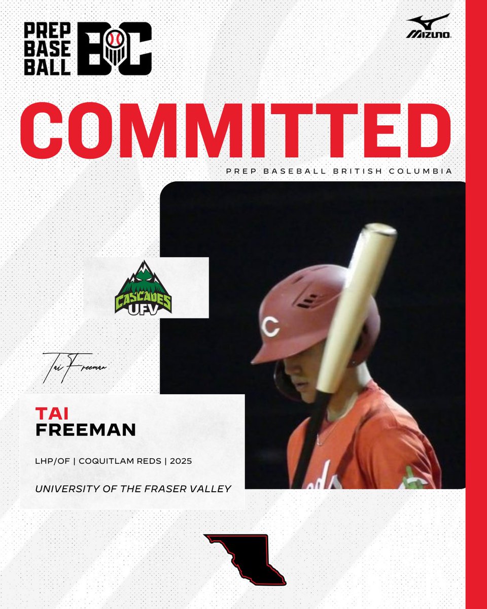 Prep Baseball BC (@prepbaseballbc) on Twitter photo ๐จ๐๐๐๐๐๐๐๐๐๐ ๐๐๐๐๐๐จ
'25 LHP/OF Tai Freeman (<a href="/CoquitlamReds/">Coquitlam Reds</a>) announces his commitment to the University of the Fraser Valley.
<a href="/Tai_Freeman2007/">Tai Freeman</a> | #OffTheBoard๐จ๐ฆ ๐จ๐๐๐๐๐๐๐๐๐๐ ๐๐๐๐๐๐จ
'25 LHP/OF Tai Freeman (<a href="/CoquitlamReds/">Coquitlam Reds</a>) announces his commitment to the University of the Fraser Valley.
<a href="/Tai_Freeman2007/">Tai Freeman</a> | #OffTheBoard๐จ๐ฆ