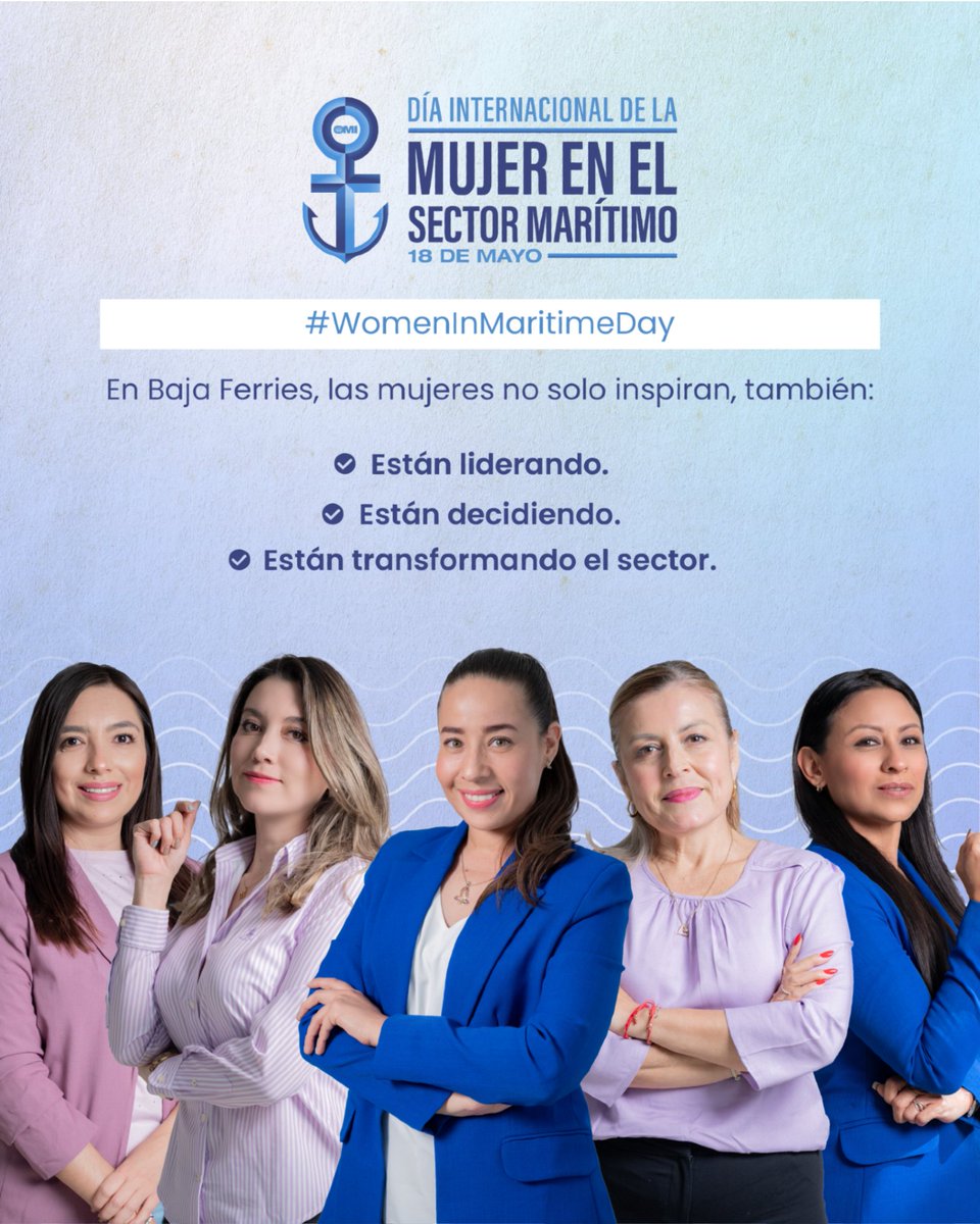 Baja Ferries Oficial (@bajaferries) on Twitter photo Este Día de la Mujer en el Sector Marítimo celebramos a todas las que, con su profesionalismo, constancia y visión, aportan valor en tierra y en mar. 🙋🏼♀️🌊
<a href="/IMOHQ/">International Maritime Organization</a>
#WomenInMaritimeDay #SomosBajaFerries #DíaDeLaMujerEnElSectorMarítimo Este Día de la Mujer en el Sector Marítimo celebramos a todas las que, con su profesionalismo, constancia y visión, aportan valor en tierra y en mar. 🙋🏼♀️🌊
<a href="/IMOHQ/">International Maritime Organization</a>
#WomenInMaritimeDay #SomosBajaFerries #DíaDeLaMujerEnElSectorMarítimo