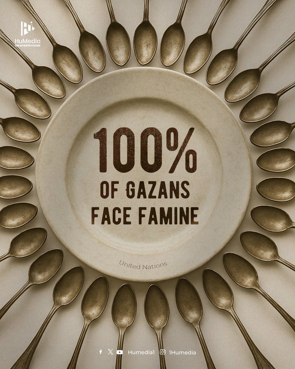 The entire #Gaza Strip is facing the threat of famine amid the ongoing genocide, as #Israel continues to close border crossings and block the entry of food and humanitarian aid for over two consecutive months.