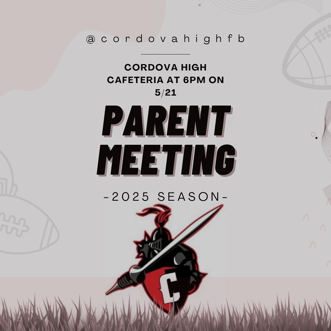 chslancerfb's tweet image. There will be a parent meeting for all returning and new players this Wednesday at 6pm in the cafeteria.  This meeting is to go over schedule and expectations for the 2025 season!

@CityofRCordova
