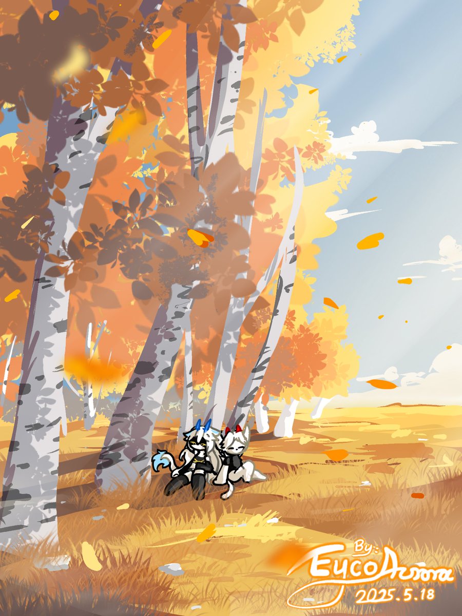 Birch forest
A nice try about scene and color. The spirits under the tree are <a href="/LyerRadonine/">Lyer-Radonine</a> and <a href="/dean2739/">德安dean</a> 
#ori #oriOC