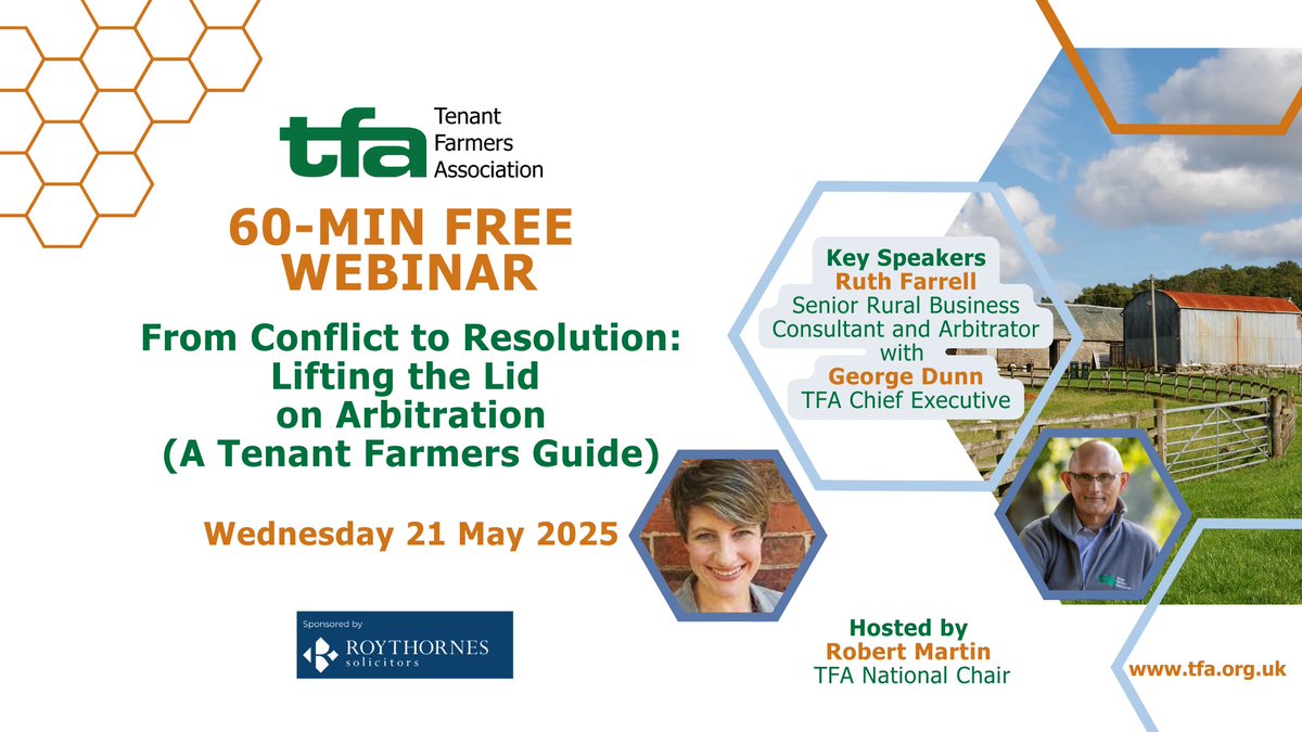 TFA Online Event This Week | From Conflict to Resolution: Lifting the Lid on Arbitration (A Tenant Farmers Guide) - mailchi.mp/97f30229f816/t…