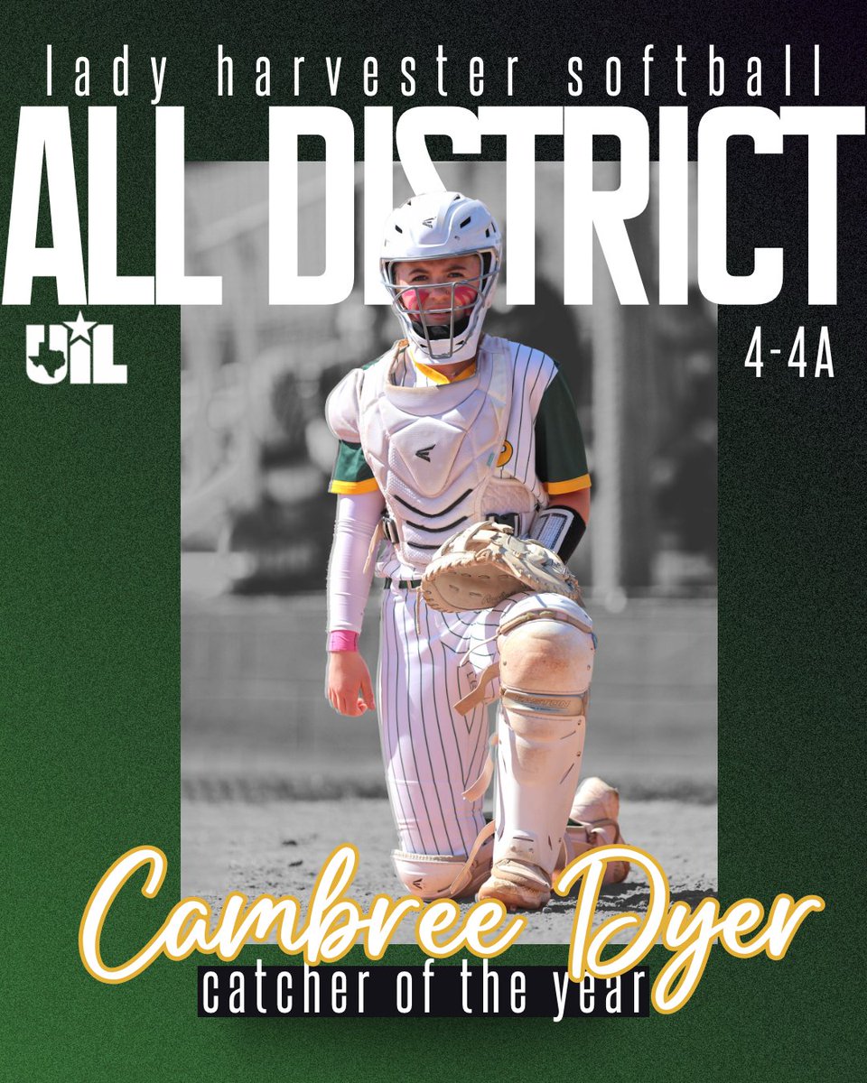 𝐂𝐎𝐓𝐘😎

Congratulations to Cambree Dyer for being named District 4-4A Catcher of the Year! We are so proud of you!👏

#LHSB︱#pampaproud