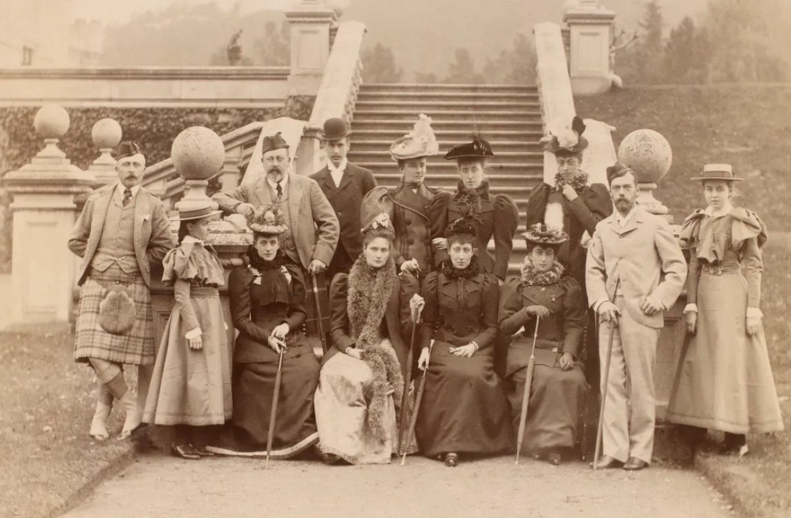 Nicholas II (born #OnThisDay in 1868) with Empress Alexandra and members of the British and Danish Royal Families, Balmoral, September 1896