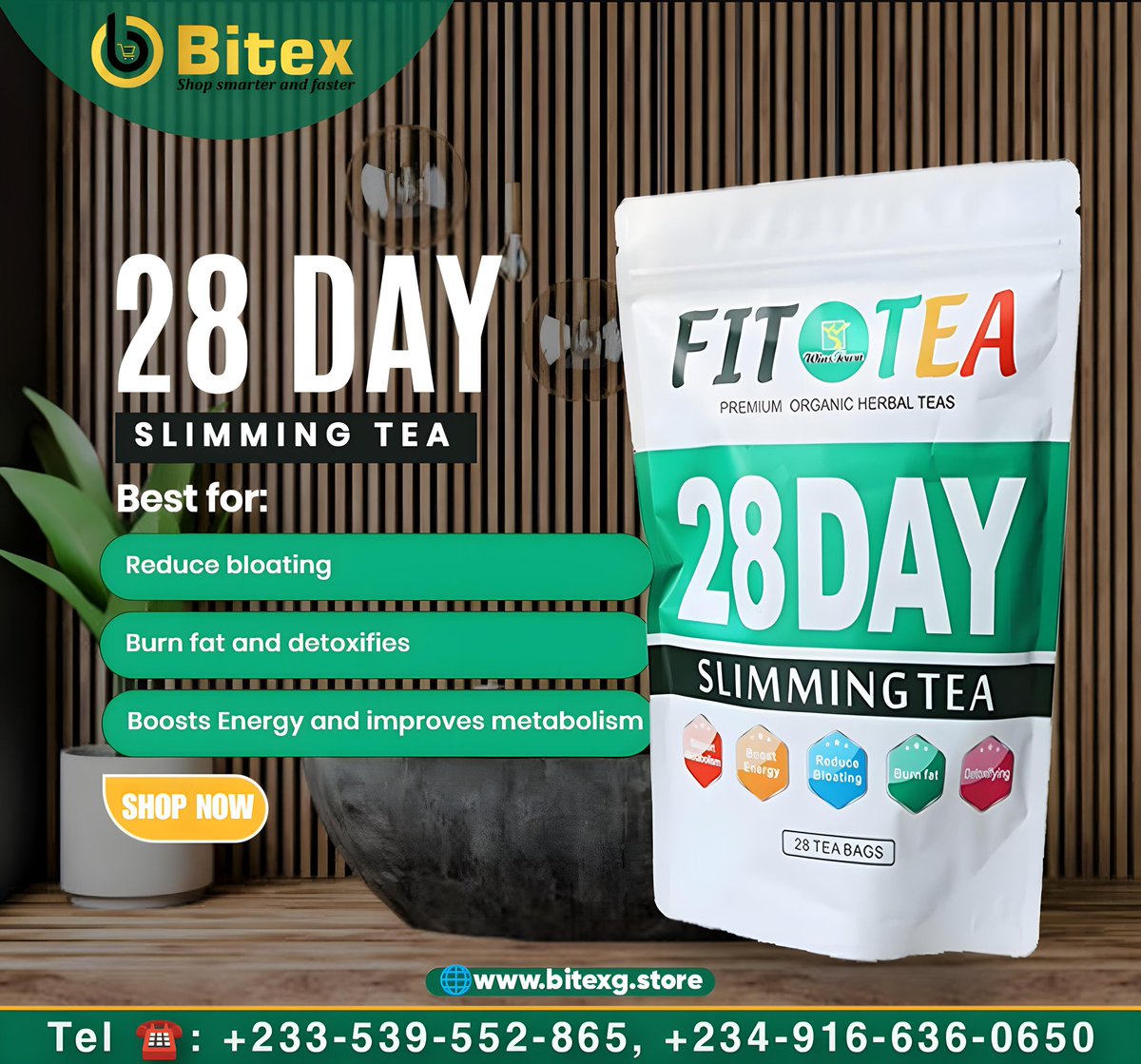 bitexshopping's tweet photo. ELIMINATE BELLY FAT AND GET A SLIMMER SHAPE.....💯☺️ 
Have you been consuming other herbal teas without achieving satisfactory results?
Then our 28 DAYS SLIMMING TEA is the perfect solution for you to try....💯💃

🌐 Start Shopping Now!
🛒 Visit: https://t.co/dUxld61R2L https://t.co/t1ZgKiOljJ