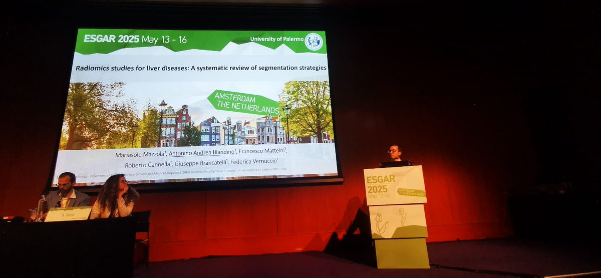 Antonino Andrea Blandino (@aa_blandino) on Twitter photo Honored to speak at ESGAR 2025 in beautiful Amsterdam.
I presented two oral communications and one scientific poster-and received the ESGAR Top 20 award for one of them.
Grateful for the recognition, and the inspiring community.
Until next time, ESGAR.
<a href="/EsgarSociety/">ESGAR</a> <a href="/PalermoRadpa/">Radpa - Radiology School Palermo</a> Honored to speak at ESGAR 2025 in beautiful Amsterdam.
I presented two oral communications and one scientific poster-and received the ESGAR Top 20 award for one of them.
Grateful for the recognition, and the inspiring community.
Until next time, ESGAR.
<a href="/EsgarSociety/">ESGAR</a> <a href="/PalermoRadpa/">Radpa - Radiology School Palermo</a>