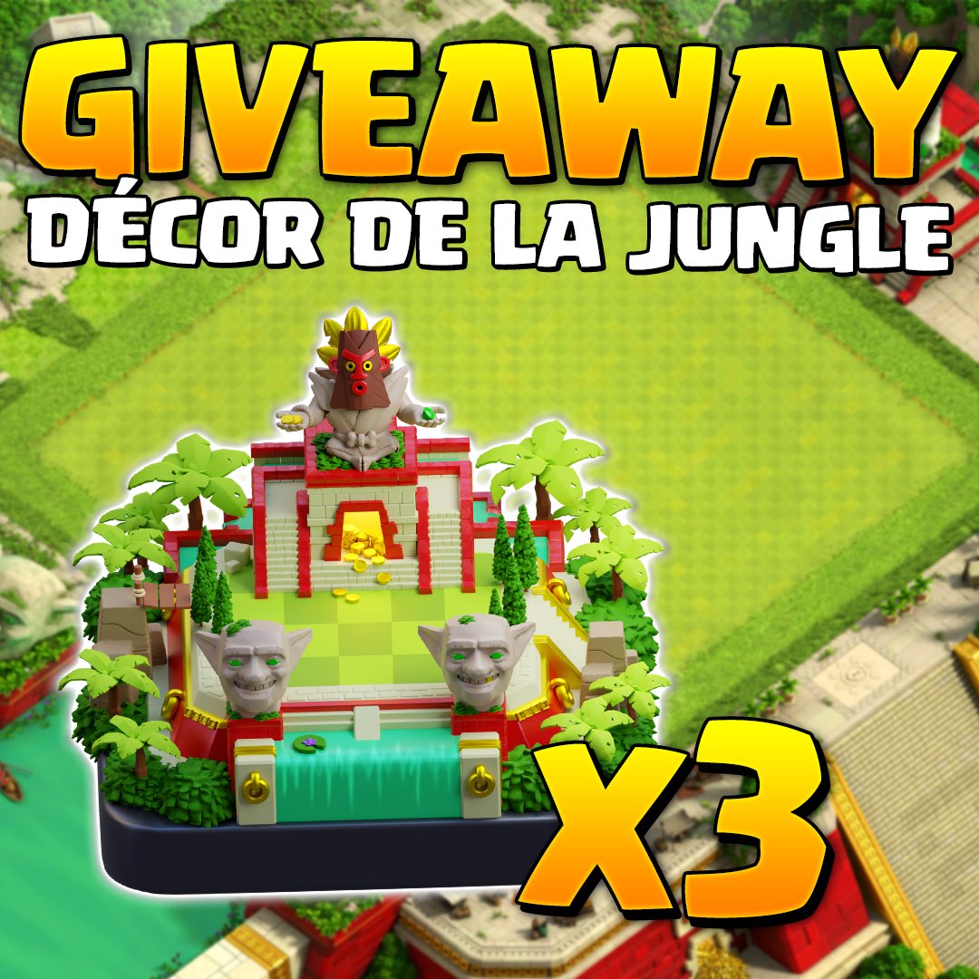 🚨 GIVEAWAY - 3 Décors épiques de la Jungle

Pour participer :
✅ Follow <a href="/Skarex_/">Skarex</a> 
❤️ Like
♻️ RT
👫 Tag 2 amis dans les commentaires 

TAS avant le 30 mai.
#clashofclans #supercellpartner #GiftedBySupercell