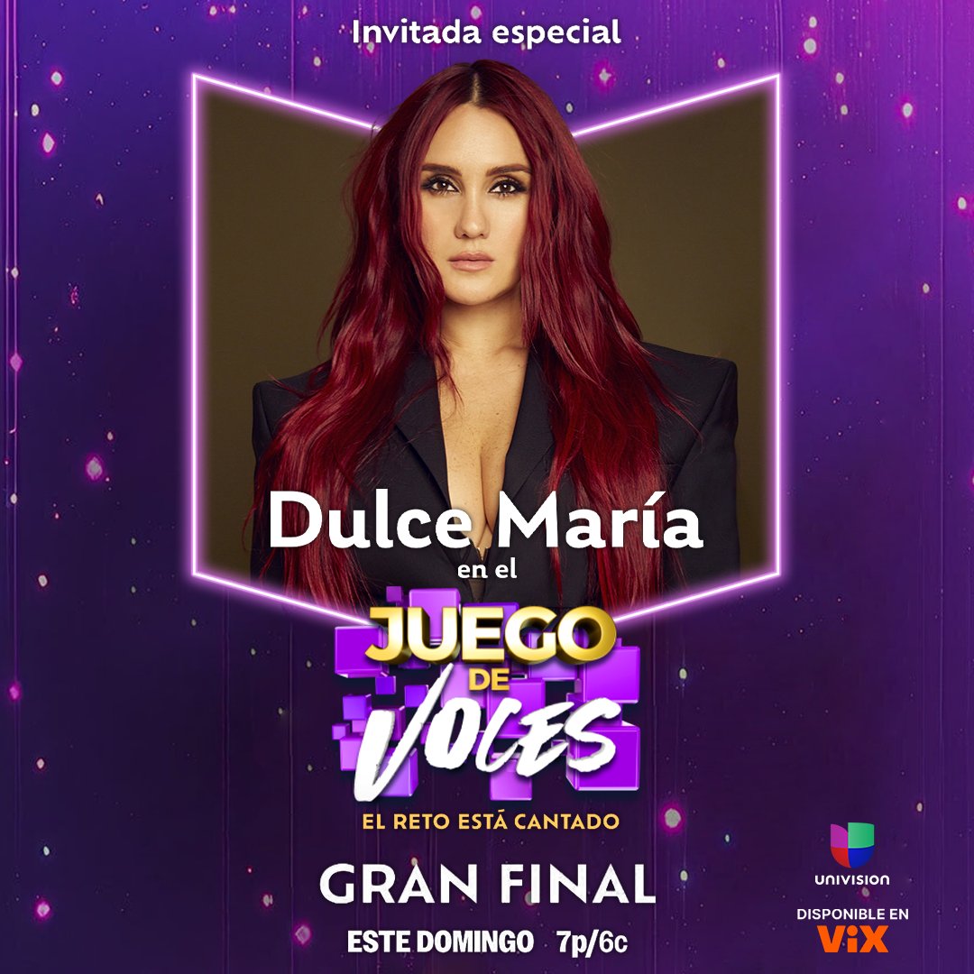 ARIPRENSA_'s tweet image. - La cantante Dulce María es invitada especial en la grand final del reality musical Juego de Voces del @Canal_Estrellas, que se transmite hoy a las 9PM 🇲🇽 (12AM 🇧🇷).

#TimeAriprensa #DulceMariaAriprensa #Ariprensa #DulceMaria