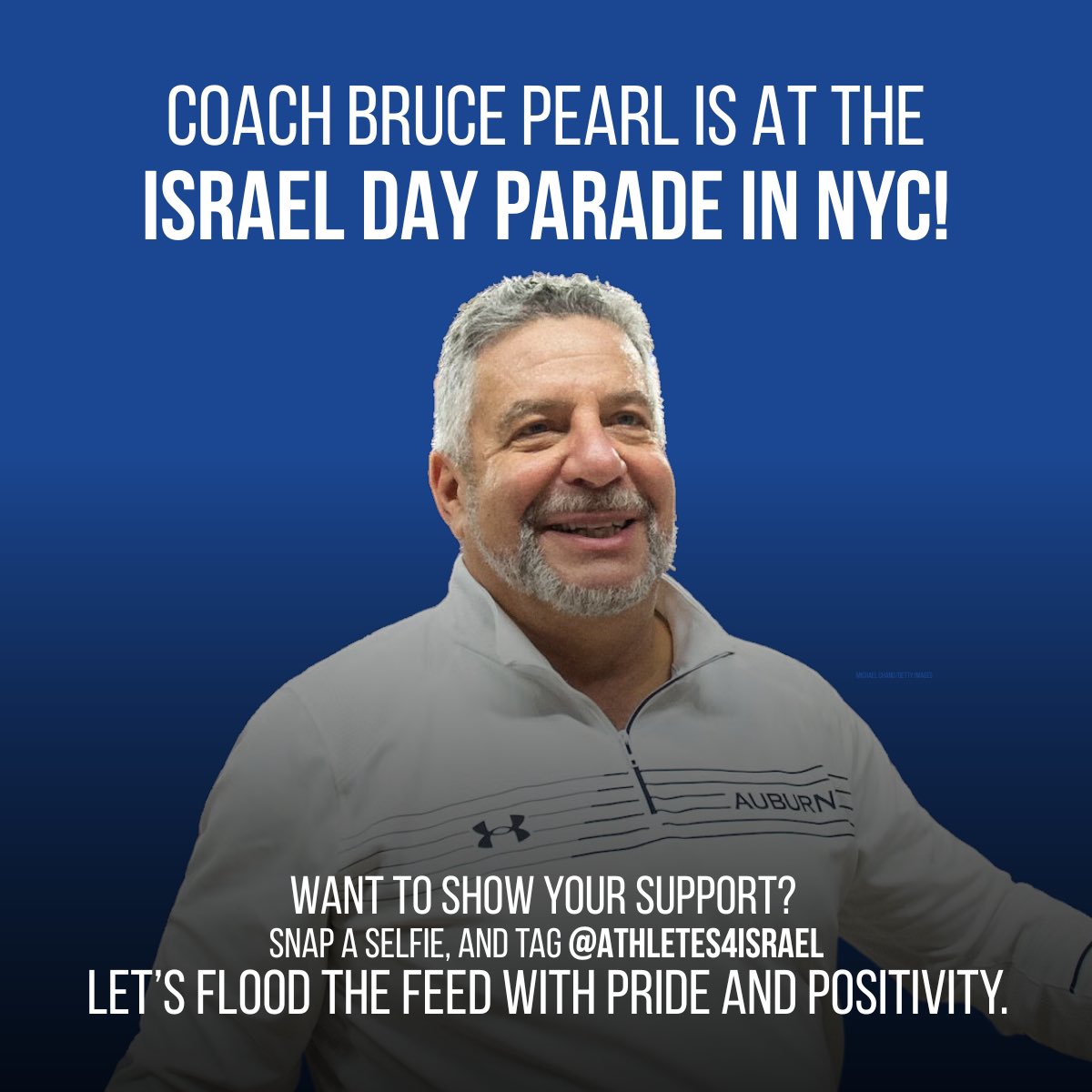 Athletes4Israel's tweet image. Coach Bruce Pearl is at the 🇮🇱 Israel Day Parade in NYC today!

See him? Say hey, snap a selfie, and tag @Athletes4Israel 👋📸

Let’s show up with pride.

#IsraelDayParade #BrucePearl #AFI #StandWithIsrael