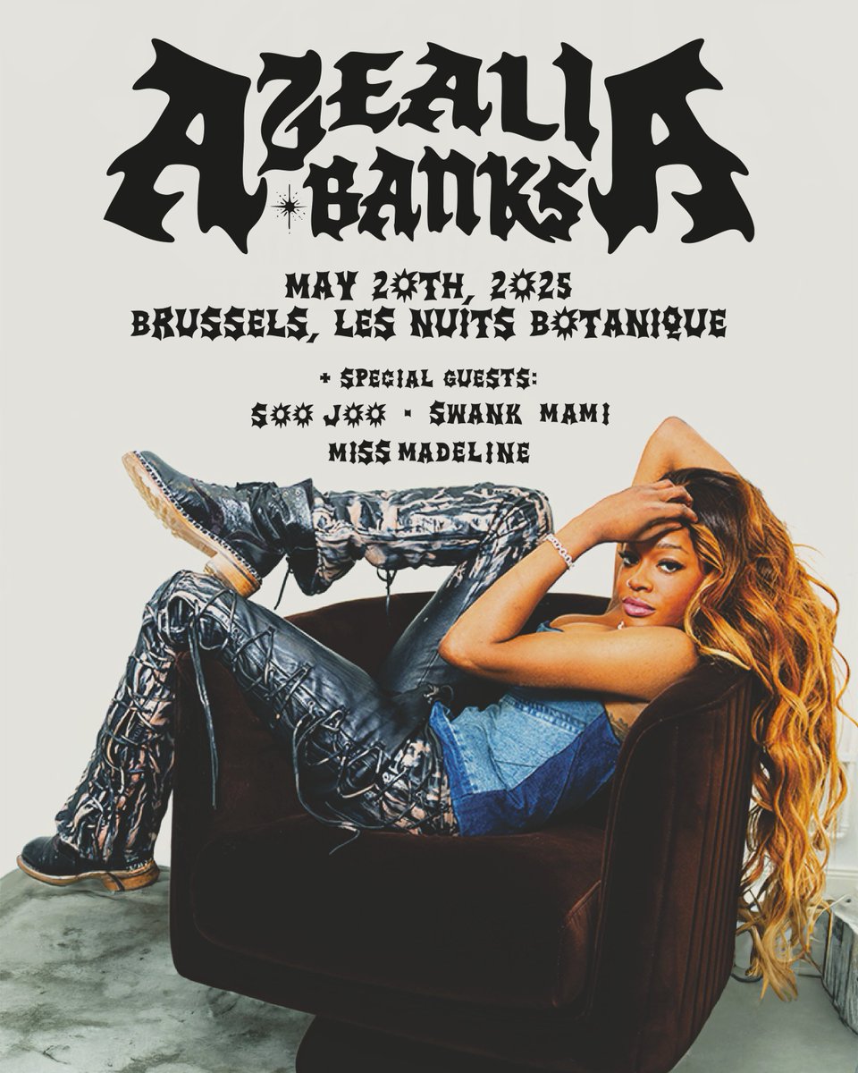Announcing the special guests joining <a href="/azealiaslacewig/">Robyn ended your favorites 😘</a>  on the bill of May 20th: Norwegian pop star <a href="/SWANKMAMII/">Swank</a>, supermodel turned electro-pop revelation <a href="/soojoo/">S O O J O O</a> and sleazy party girl <a href="/MissMadeline666/">Miss Madeline</a> 💋✨ 

2 days left — get your tickets now via lesnuits.be!