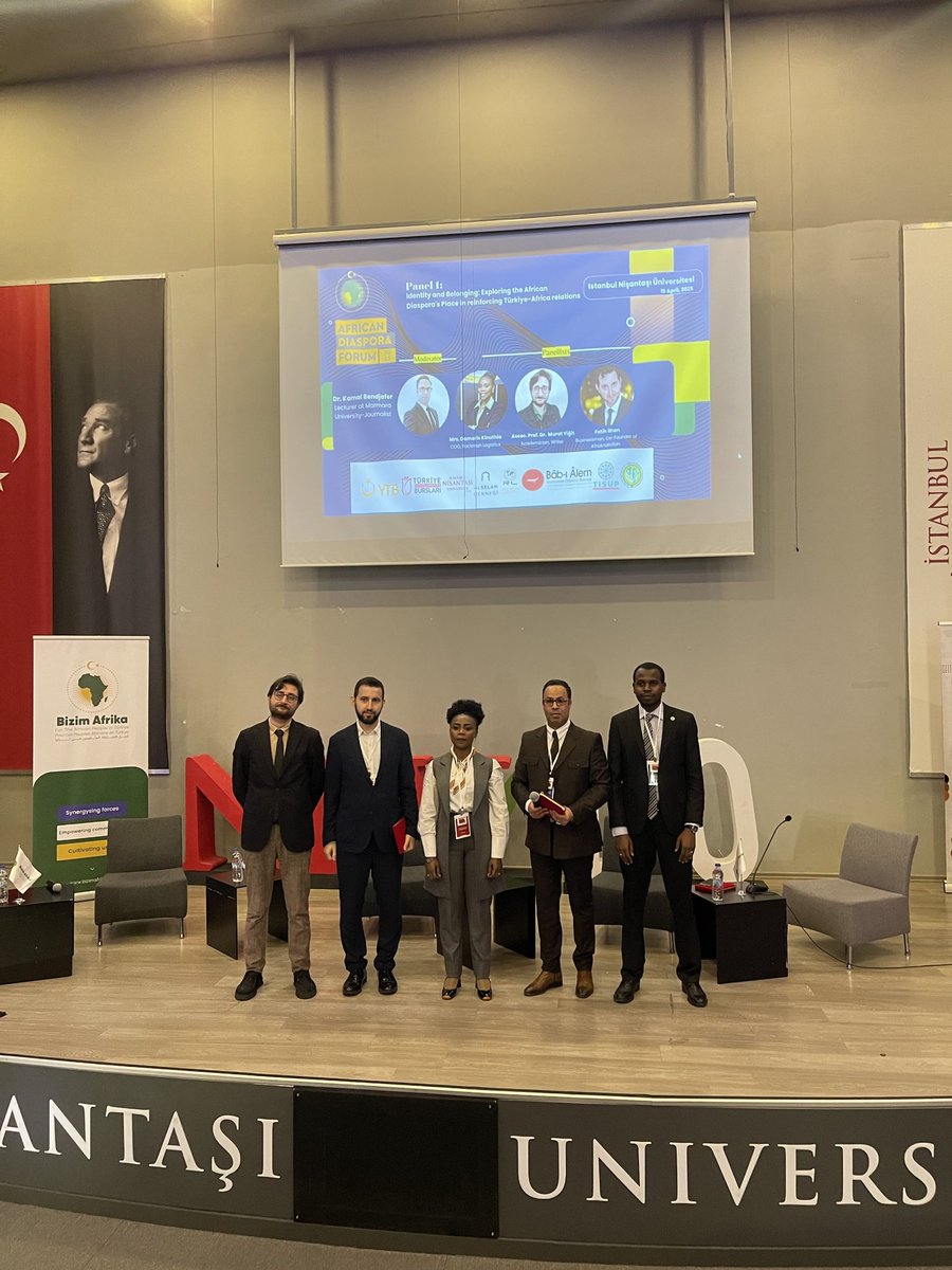 fathilhan's tweet photo. 19 Nisan’da İstanbul Nişantaşı Üniversitesi’nde, Bizim Afrika organizasyonunun düzenlediği Afrika Diasporası Etkinliğinde, “Kimlik ve Aidiyet: Afrika Diasporasının Türkiye-Afrika İlişkilerini Güçlendirmedeki Rolünü Keşfetmek” başlıklı açılış paneline katılmak benim için büyük bir onurdu. 

Dr. Kamal Bendjafer’in moderatörlüğünde, Damaris Kinuthia (Rockman Logistics COO) ve Doç. Dr. Murat Yiğit gibi değerli isimlerle birlikte Afrika diasporasının kimlik, aidiyet ve topluluk inşasındaki rolünü, ayrıca Türkiye-Afrika ilişkilerini güçlendirmedeki katkılarını tartıştık. 

Afrika diasporası sadece kültürel bir zenginlik değil, aynı zamanda küresel dayanışma, iş birliği ve yenilikçiliğin önemli bir taşıyıcısıdır. Bu panel, diasporanın sesini yükseltmek ve aramızdaki köprüleri güçlendirmek için önemli bir fırsattı. 

Bu anlamlı davet için Bizim Afrika Başkanı sevgili @elfaroukmtb kardeşime gönülden teşekkür ederim! 

Katkı sunan herkese teşekkürler! 

~~~~~~~~~~~~~~~~~~~~~~~~~~~ 

On April 19 at Istanbul Nişantaşı University, it was a great honor for me to join the African Diaspora Event organized by Bizim Afrika and speak on the opening panel titled “Identity and Belonging: Exploring the African Diaspora's Place in Reinforcing Türkiye-Africa Relations.” 

Moderated by Dr. Kamal Bendjafer, we had an inspiring discussion with Damaris Kinuthia (COO, Rockman Logistics) and Assoc. Prof. Dr. Murat Yiğit about the role of the African diaspora in shaping identity, belonging, and community, and its contribution to strengthening Türkiye-Africa relations. 

The African diaspora is not only a cultural richness but also a powerful driver of global solidarity, cooperation, and innovation. This panel was an important opportunity to amplify diaspora voices and strengthen the bridges between us. 

A heartfelt thank you to Bizim Afrika President, my dear brother @elfaroukmtb, for this meaningful invitation! 

Thanks to everyone who contributed! 

~~~~~~~~~~~~~~~~~~~~~~~~~~~
Tarehe 19 Aprili katika Chuo Kikuu cha Nişantaşı, Istanbul, ilikuwa heshima kubwa kwangu kushiriki katika Tukio la Diaspora ya Afrika lililoandaliwa na Bizim Afrika na kushiriki kwenye paneli ya ufunguzi yenye kichwa “Utambulisho na Uhisani: Kuchunguza Nafasi ya Diaspora ya Afrika katika Kuimarisha Mahusiano ya Türkiye-Afrika.” 

Tukiwa chini ya uongozi wa Dkt. Kamal Bendjafer, tulifanya mjadala mzuri pamoja na Damaris Kinuthia (COO, Rockman Logistics) na Assoc. Prof. Dr. Murat Yiğit kuhusu jukumu la diaspora ya Afrika katika kuunda utambulisho, uhisani na jamii, na mchango wake katika kuimarisha mahusiano kati ya Türkiye na Afrika. 

Diaspora ya Afrika sio tu utajiri wa kitamaduni, bali pia ni nguvu muhimu ya mshikamano wa kimataifa, ushirikiano na ubunifu. Paneli hii ilikuwa fursa muhimu ya kuinua sauti za diaspora na kuimarisha madaraja kati yetu. 

Ninatoa shukrani za dhati kwa Mtendaji mku wa Bizim Afrika, kaka yangu mpendwa @elfaroukmtb kwa mwaliko huu wa maana! 

Asante kwa kila mtu aliyechangia!