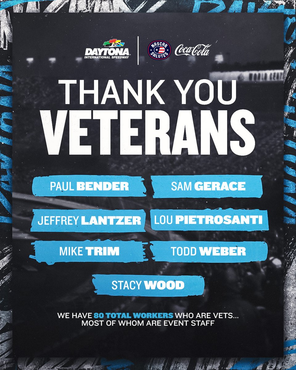 Daytona International Speedway (@daytona) on Twitter photo It's a pleasure to honor our staff for their service!
#NASCARSalutes It's a pleasure to honor our staff for their service!
#NASCARSalutes