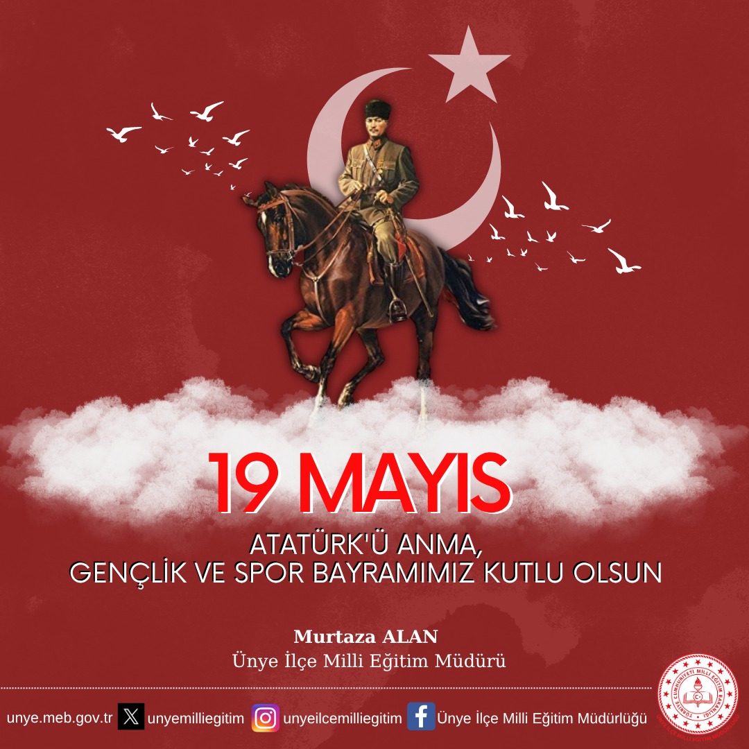 🇹🇷19 Mayıs Atatürk'ü Anma, Gençlik ve Spor Bayramı'nı kutluyor, Gazi Mustafa Kemal Atatürk ve silah arkadaşlarını, vatanımız için canlarını feda eden tüm şehitlerimizi ve kahraman gazilerimizi saygı ve minnetle yad ediyoruz.🇹🇷