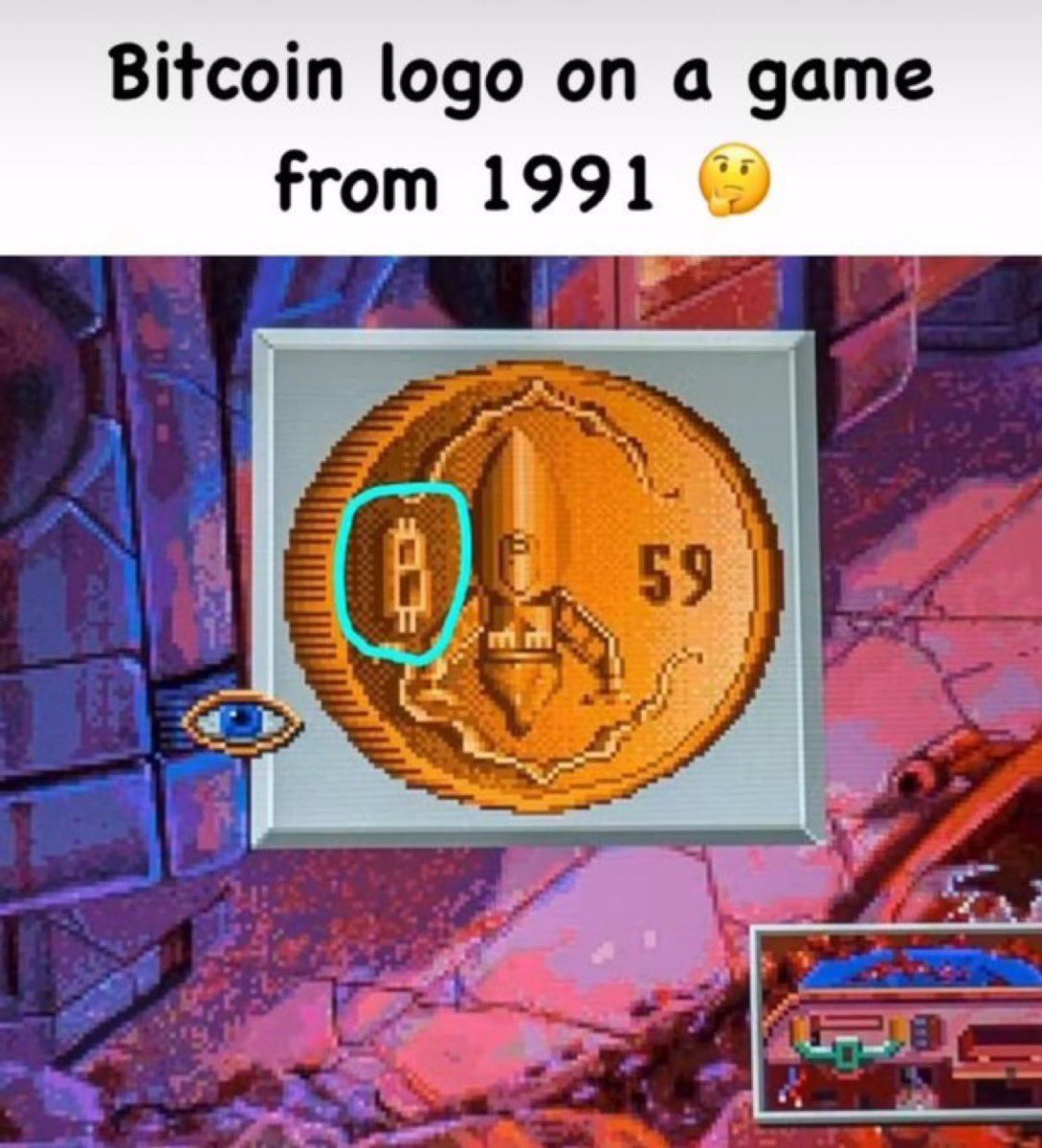 Bitcoin $BTC logo spotted in a 1991 game