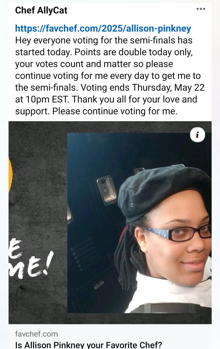ChefAllyCat's tweet photo. Need all votes I can get https://t.co/phC0V4BbBp