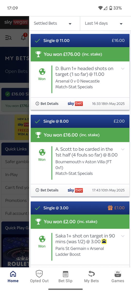 Got lucky from a free £1 bet, thanks <a href="/SkyBet/">Sky Bet</a>  😎🤞