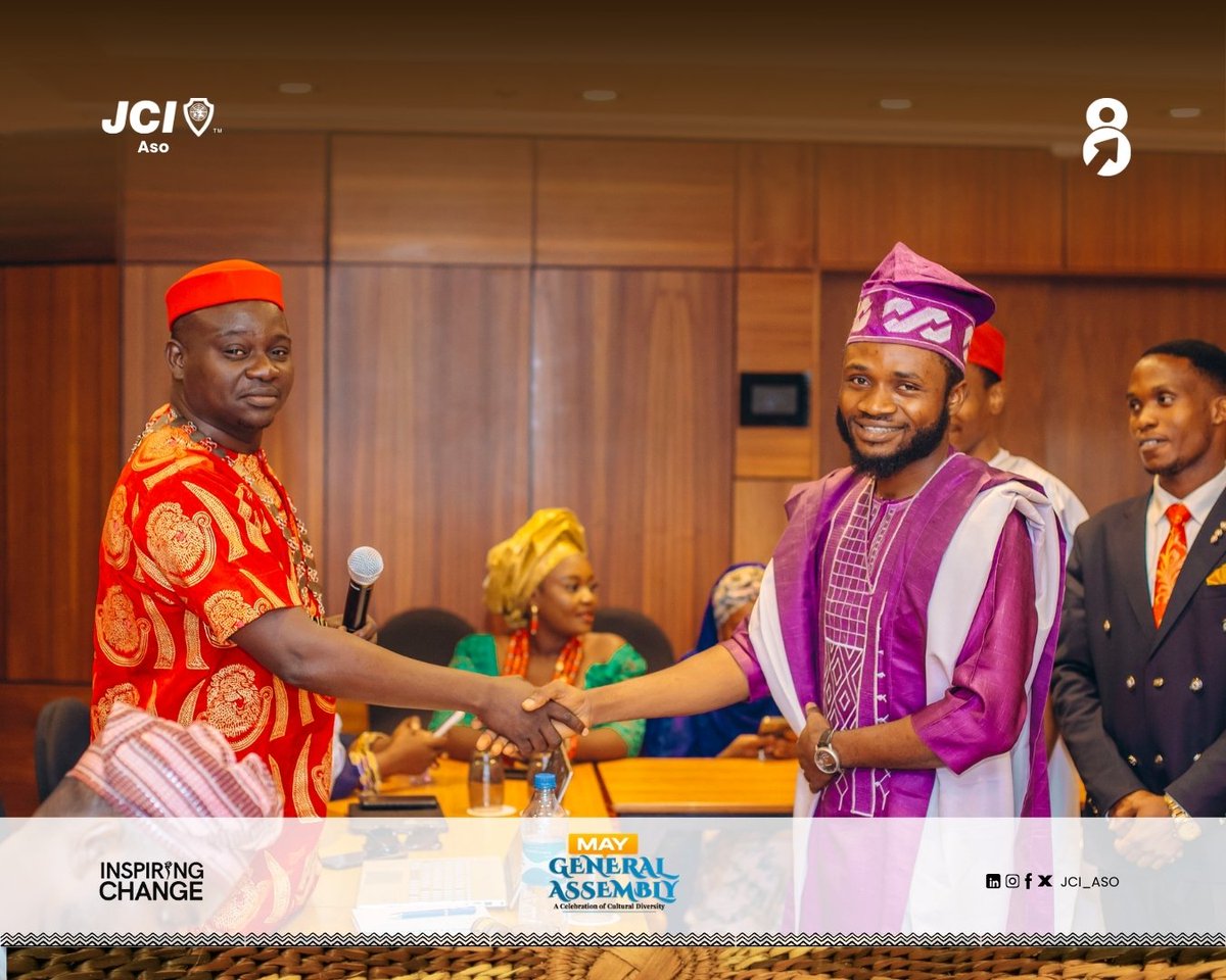 jciaso's tweet photo. Intending member wey sabi. A President wey sabi. When sharp minds align on purpose, vision meets conviction.

And in JCI, that only means one thing—a handshake that seals commitment.

Greatness begins with connection.

#jciaso 
#jcinigeria 
#elevate 
#explore 
#inspirechange https://t.co/OiW1BHozhX