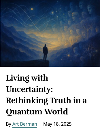 aeberman12's tweet image. Uncertainty is a feature, not a bug

Physics caught on a century ago. 

The rest of us are still pretending the universe runs on logic and control.

LINK👇
artberman.com/blog/quantum-d…

#Psychology #BehavioralScience #HumanMind #CognitiveBehavioralTherapy #Neuroscience