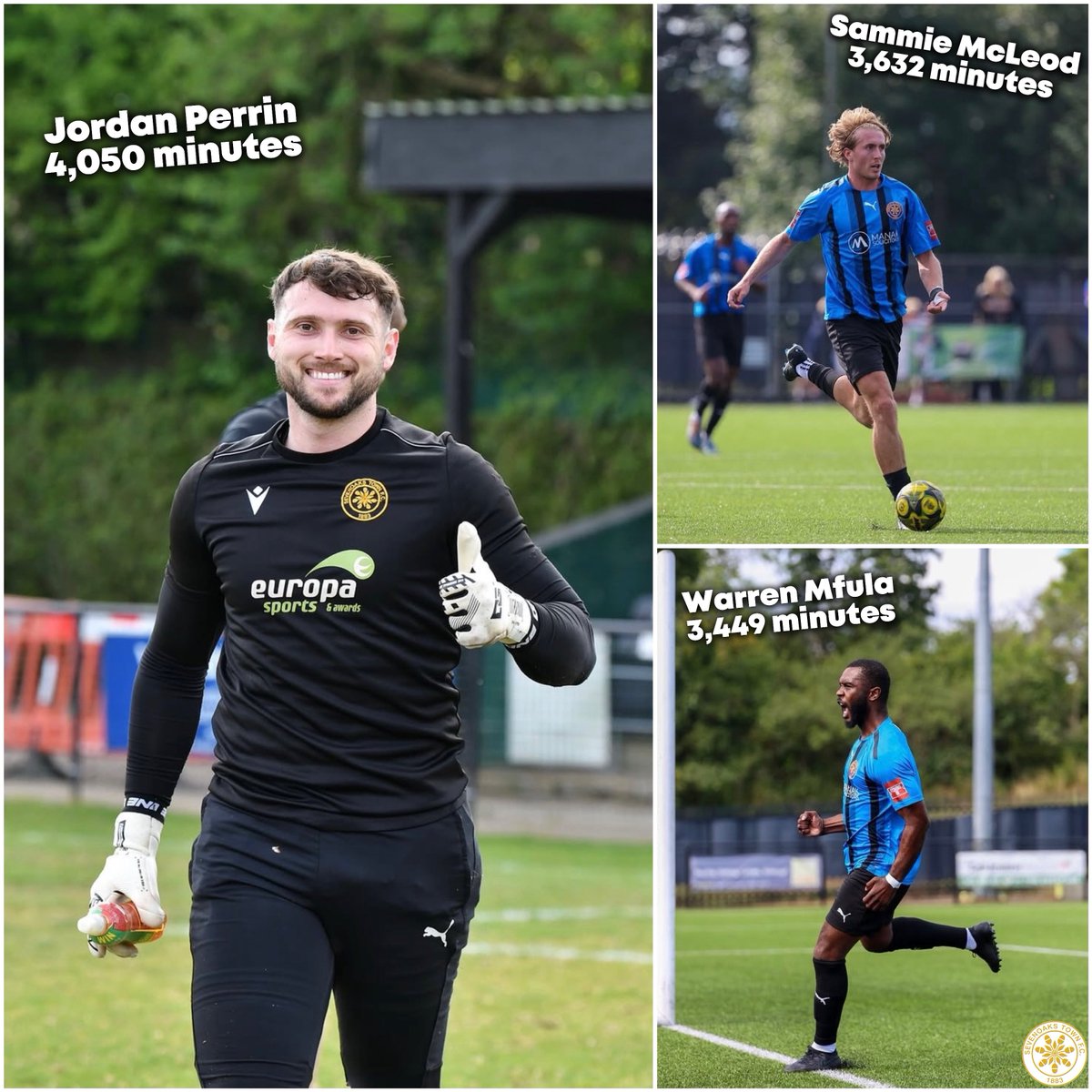 Most minutes played in the 2024/25 season ⏱️

1️⃣ Jordan Perrin (<a href="/JordanPerrin99/">Jordan Perrin</a>) - 4,050 minutes

2️⃣ Sammie McLeod (<a href="/sammiemcleod88/">sammie mcleod</a>) - 3,632 minutes

3️⃣ Warren Mfula (<a href="/MfulaaaWH/">MFULAAA!!</a>) - 3,449 minutes 

🔵⚫️ | #Sevenoaks #STFC