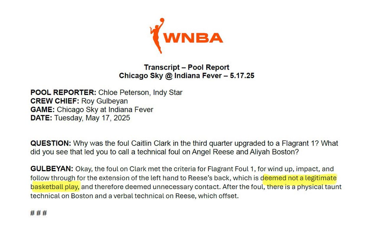 hotstreakpicks's tweet photo. Caitlin Clark hit with a flagrant foul for a “non-basketball play”? That’s a joke. Meanwhile, Angel Reese gets away with a blatant push in the back? 🤔💥 #CaitlinClark #AngelReese #FlagrantFoul #WNBA #indianaFever #chicagosky #RefsGottaDoBetter #WNBA2025 https://t.co/TyXk8cT7Sn