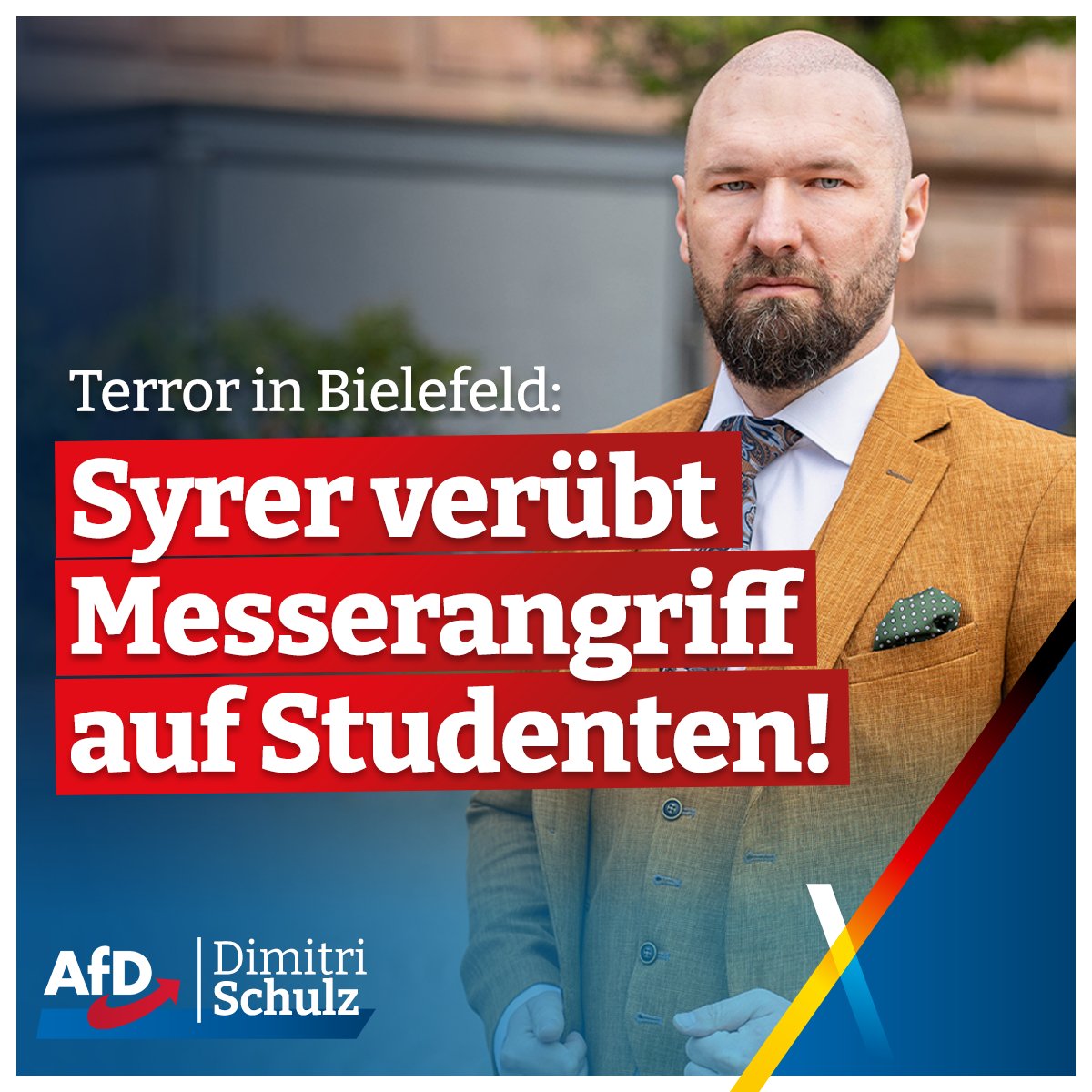 ‼️Terror-Angriff in #Bielefeld durch Syrer ‼️

🇩🇪 Deutschland muss wieder Heimat für unsere Bürger werden – nicht Spielplatz für tickende Zeitbomben!