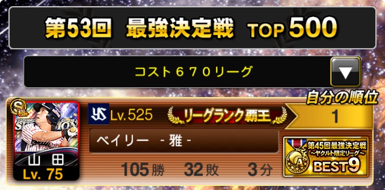 コスト670
悲願のMVP、取りました！
40大会6年半振りの二冠目です😭

コンボ変更に翻弄され、これは絶対に勝てないと感じた人たちがいても挑戦し続けて良かったです🥲

対戦、応援、ありがとうございました🙇‍♂️