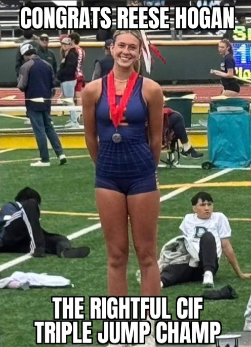 Let's let the COUNTRY know who the rightful CIF Southern Section Triple Jump Champ is after a boy was allowed to participate in the girls category.   Congrats REESE HOGAN!