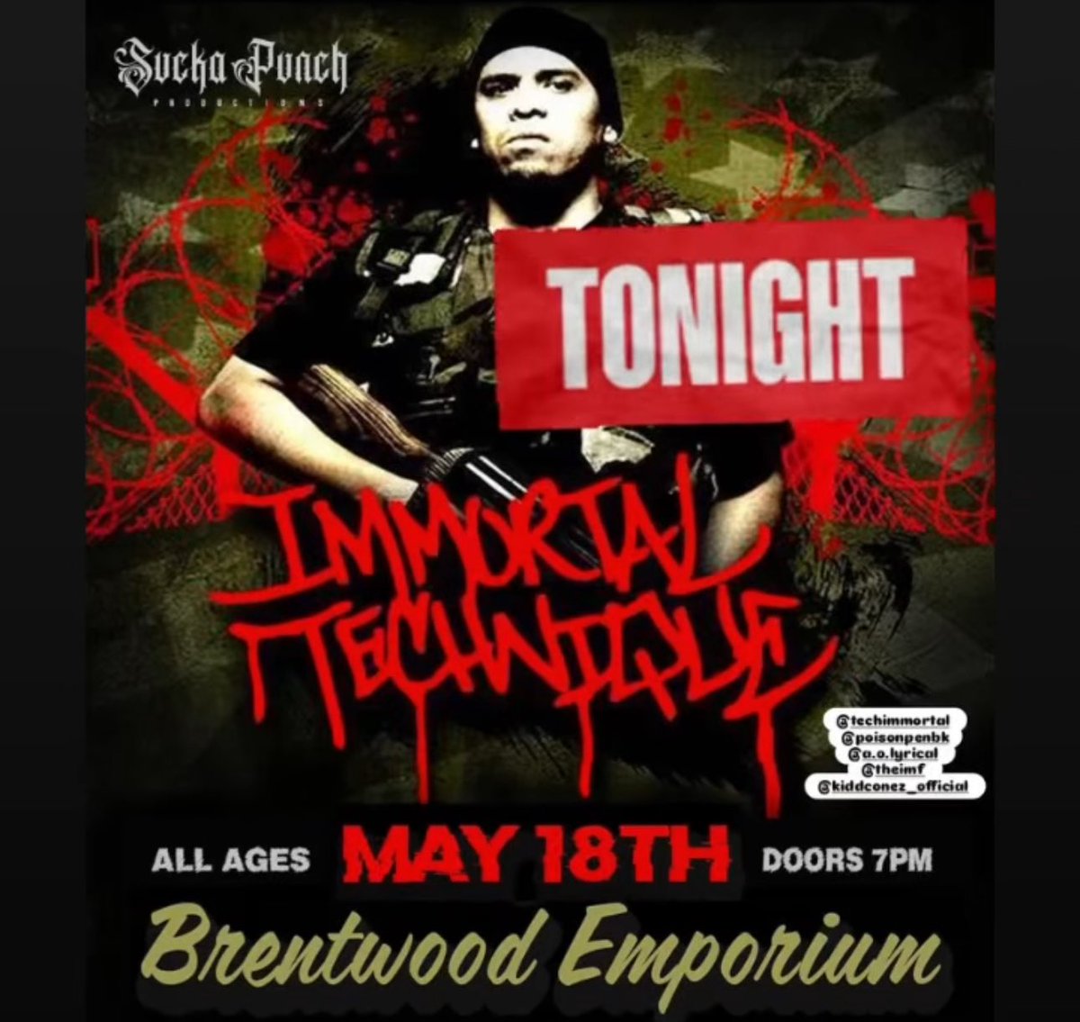 Immortal Technique (@immortaltech) on Twitter photo Live Tonight at the Brentwood Emporium with <a href="/PoisonPenBK/">Poison Pen</a> and <a href="/djstatic222/">djstatic222</a> ticket link brentwoodemporium.net/activities?fbc… Live Tonight at the Brentwood Emporium with <a href="/PoisonPenBK/">Poison Pen</a> and <a href="/djstatic222/">djstatic222</a> ticket link brentwoodemporium.net/activities?fbc…