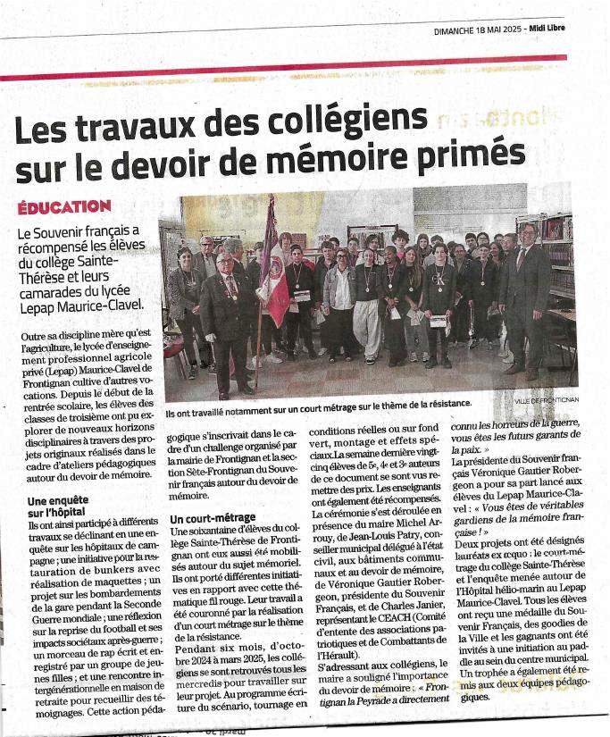 SLHPolice (@policehistoire) on Twitter photo valorisation du travail de #Mémoire de #collégiens de #Sète et de #Frontignan
<a href="/SF_Siege/">Le Souvenir Français</a> <a href="/Midilibre/">Midi Libre</a> valorisation du travail de #Mémoire de #collégiens de #Sète et de #Frontignan
<a href="/SF_Siege/">Le Souvenir Français</a> <a href="/Midilibre/">Midi Libre</a>