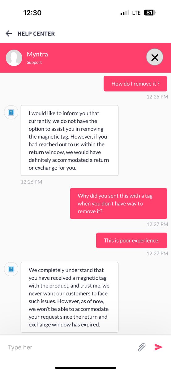 _danielchris's tweet photo. Happen to get a mango T-shirt for @myntra and they send the item with a magnetic security tag. When I asked cc how I do I remove the magnetic tag, they don’t have a solution. Why send it when you can’t remove it ? https://t.co/Domi1eu2yX