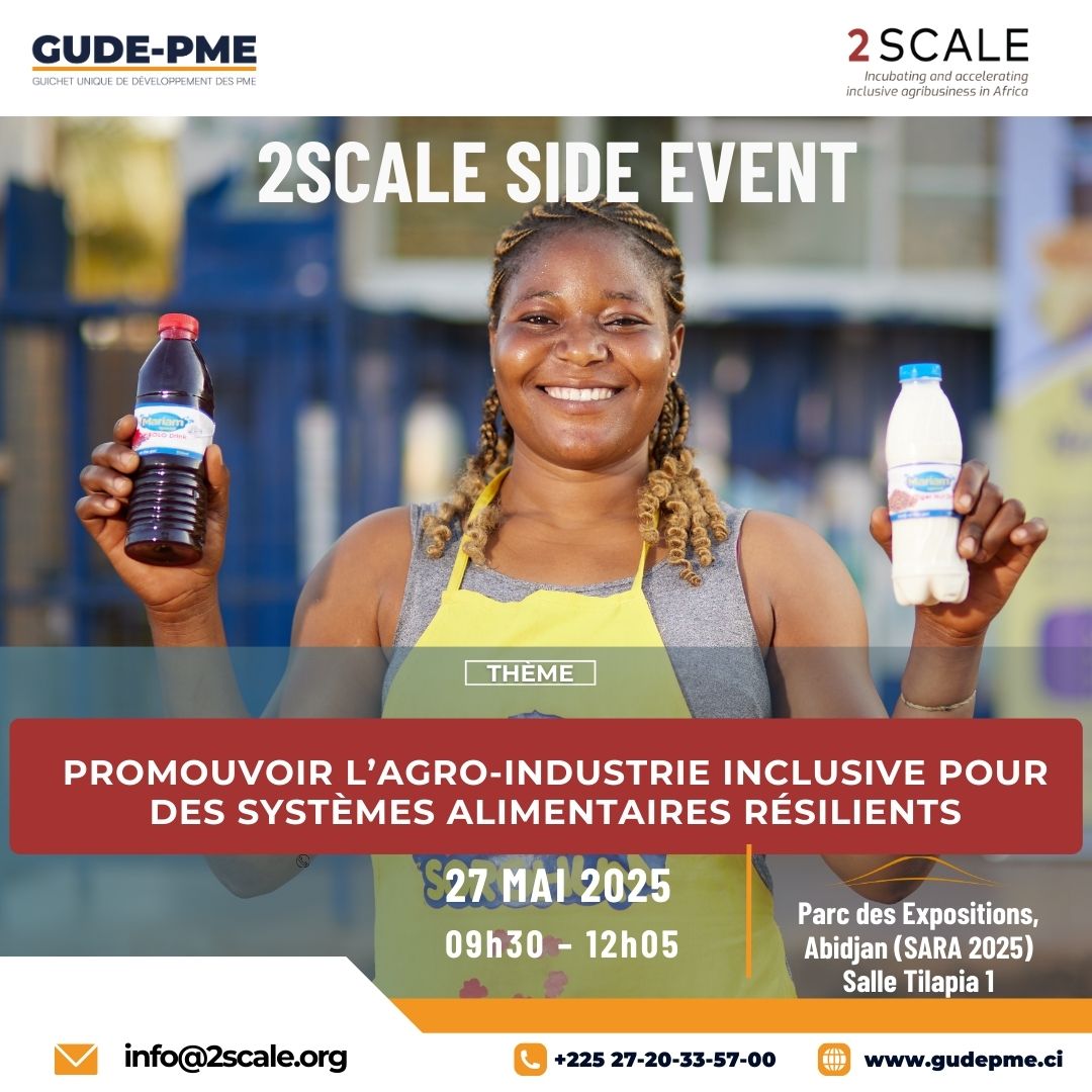 Le 27 mai prochain, nous célébrerons ensemble l’héritage de 2SCALE. Prenez le rendez-vous de notre side event au SARA 2025.
Lieu: Parc des Expositions, Salle Tilapia 1.
Suivez nous également en direct sur youtube.com/@2scale119?si=…

#SARA2025
<a href="/Bopinc/">Bopinc</a>  <a href="/IFDCGlobal/">IFDC</a>  <a href="/SNV/">..SNV</a> <a href="/GUDE_PME_Ci/">GUDE-PME</a>