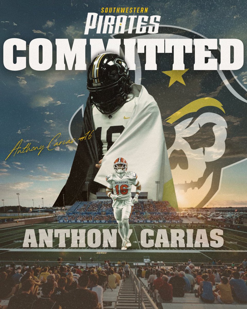 Anthony Carias (@anthonycariass) on Twitter photo All Glory to God!
I’m blessed to announce my commitment to Southwestern University! Thank you to everyone who’s believed in me. Time to go to work‼️ #GoPirates 🎨 <a href="/Jerreeelll/">Jerel Resurreccion</a>
<a href="/SUPirates/">Southwestern Pirates</a> <a href="/CoachYoung_7/">Andrew Young</a> <a href="/CoachBishopSU2/">Coach John Bishop</a> <a href="/50plusPirate/">Coach Chip Killian</a> <a href="/CoachMaskSU/">Coach Nick Mask</a> <a href="/coach_kriesel/">Coach Bill Kriesel</a> <a href="/SouthwesternU/">Southwestern University</a> 🏴☠️🏴☠️ All Glory to God!
I’m blessed to announce my commitment to Southwestern University! Thank you to everyone who’s believed in me. Time to go to work‼️ #GoPirates 🎨 <a href="/Jerreeelll/">Jerel Resurreccion</a>
<a href="/SUPirates/">Southwestern Pirates</a> <a href="/CoachYoung_7/">Andrew Young</a> <a href="/CoachBishopSU2/">Coach John Bishop</a> <a href="/50plusPirate/">Coach Chip Killian</a> <a href="/CoachMaskSU/">Coach Nick Mask</a> <a href="/coach_kriesel/">Coach Bill Kriesel</a> <a href="/SouthwesternU/">Southwestern University</a> 🏴☠️🏴☠️