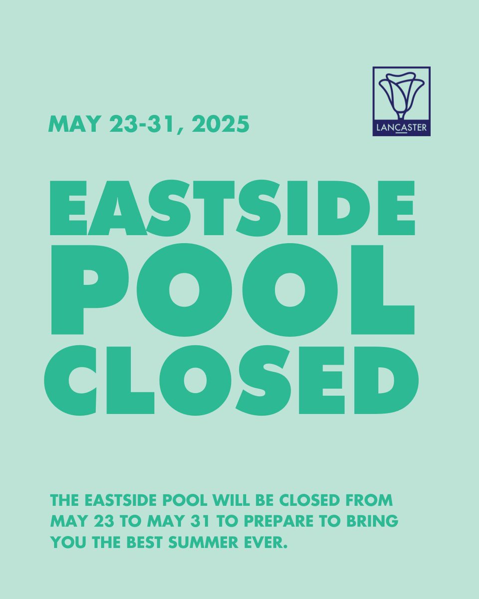 cityoflancaster's tweet image. The Eastside Pool will be closed from Friday, May 23 to Saturday, May 31 to prepare to bring you the best summer ever. 💦☀️ All summer programs begin Monday, June 2. Thank you for your understanding and we’ll see you soon! 

#EastsidePool #LancasterCa #PoolUpdate #SummerPrograms