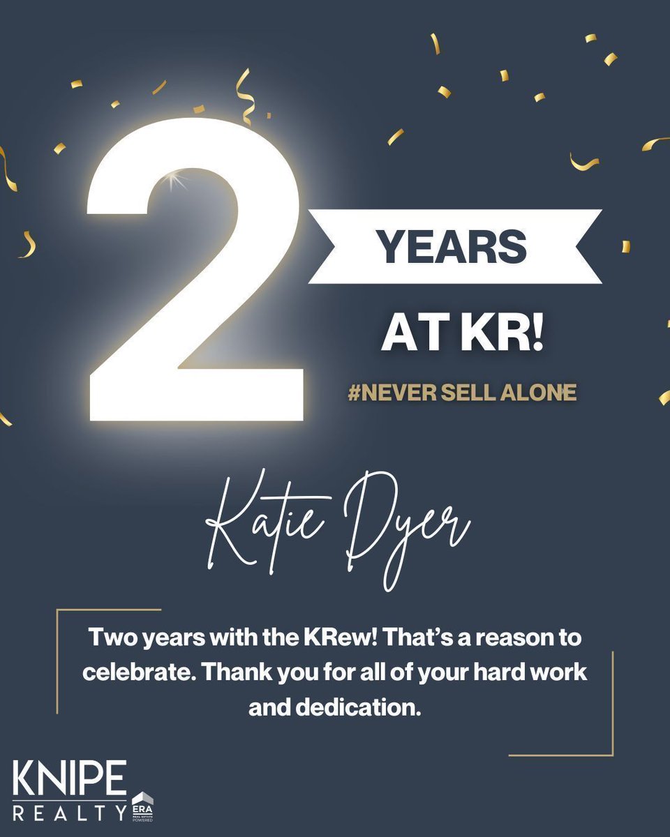 KR_Tweets's tweet photo. Two years with the KRew, Katie! We love working with you!
#WorkAnniversary #KnipeRealty #KnipeLife #RealEstate #OregonRealEstate #ERAPowered https://t.co/yXGiF7Jxkz