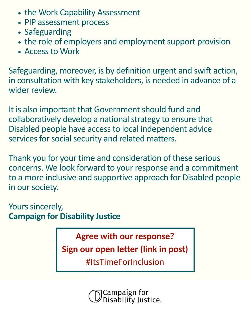 CampaignFDJ's tweet photo. Disabled voices are being ignored on key proposals in Government consultation on benefit cuts.
It’s time for inclusion! Sign our open letter now: https://t.co/6AX2REso2a
#ItsTimeForInclusion #OpportunitySecurityRespect https://t.co/wVyjILuXlY