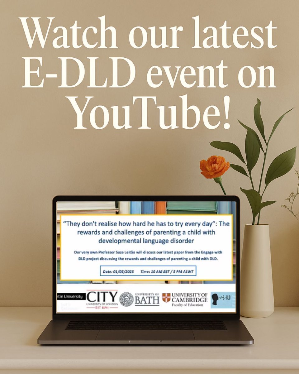 Post 29: 

📢 Watch our latest E-DLD event on YouTube!
💻 In this powerful talk, Professor Suze Leitão shares insights from our recent Engage with DLD paper: “They don’t realise how hard he has to try every day” 
🔗youtube.com/watch?v=0661MK…
#DevLangDis