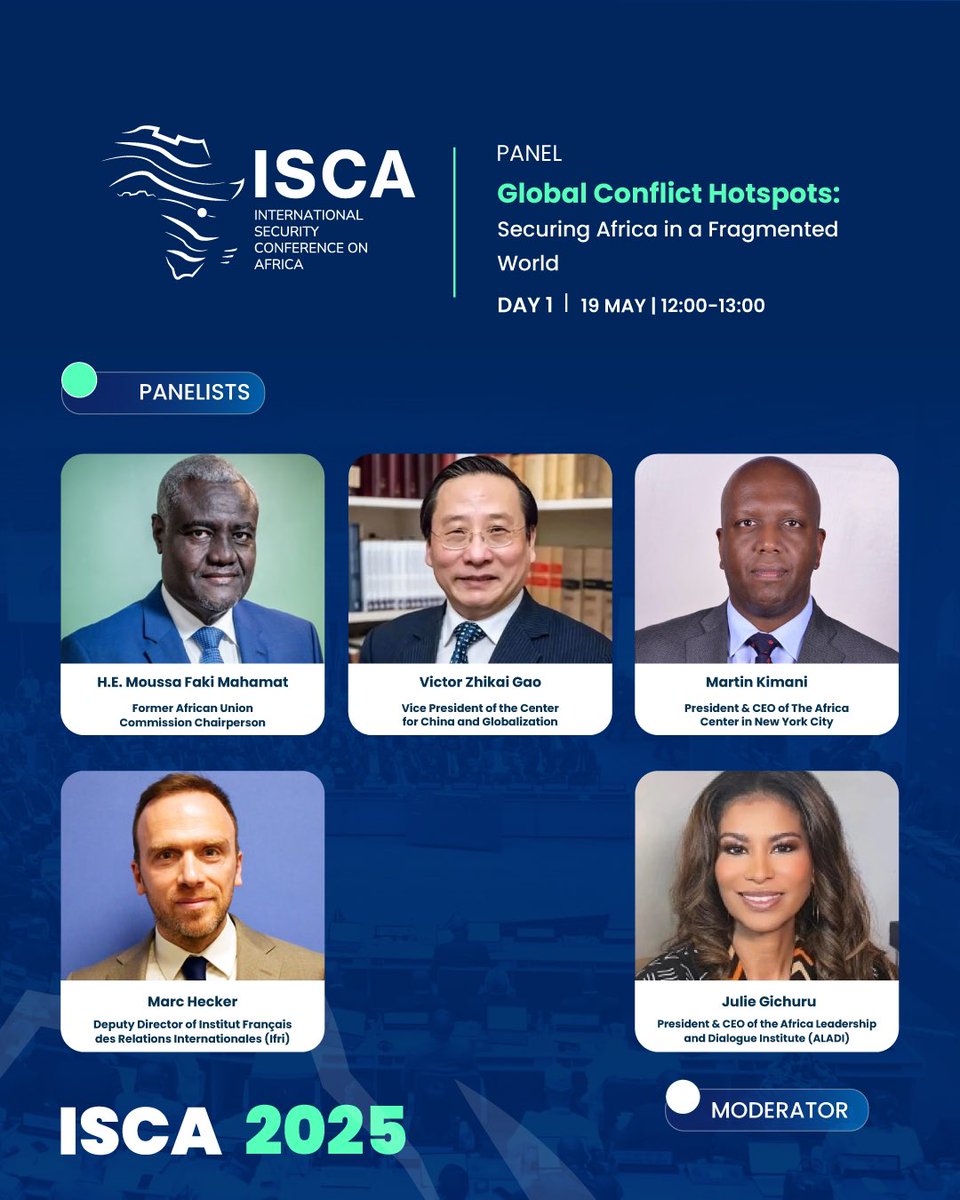 Africa’s security landscape is evolving amid a rapidly transforming global environment. This shift presents both challenges and opportunities.

On Day 1 of #ISCA2025 , this high-level panel will explore how Africa can navigate a fragmented world with clear strategy, coordinated